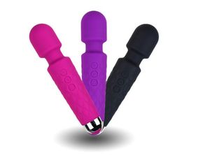 Jouets sexuels puissants rechargeables de vibrateur de bâton AV rechargeables par USB, masseur de baguette magique de 20 fréquences Vibromasseurs de point G Produits de sexe de clitoris pour des femmes