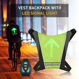Sac à dos gilet réfléchissant rechargeable USB avec clignotant LED Télécommande Sport de plein air Sac de sécurité Équipement pour le cyclisme 240123