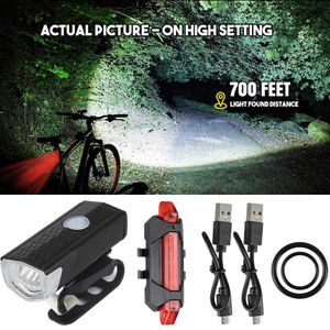 USB -oplaadbare wegfietsenlampen LED Voorste koplamp achterlamp achterlicht fiets zaklampcyclinglamp set 0202