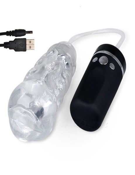 USB recargable Strong Suck Machine Sexo Oral Sex Massurbator Cup Electric Ship Job Vibrating Pussy Sex Toy for Men Y191017469376