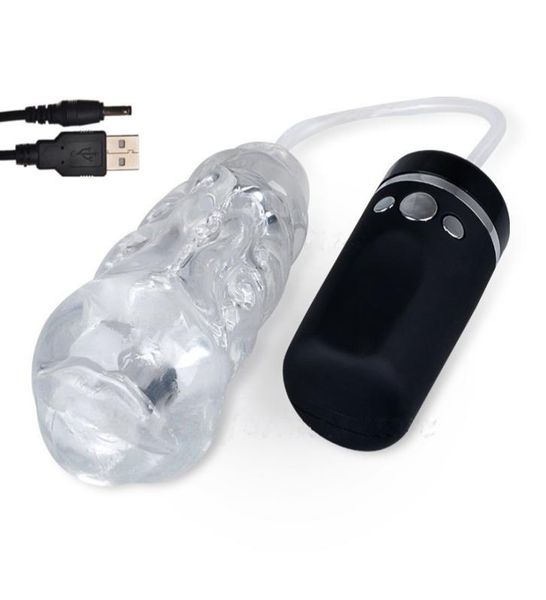 USB recargable Strong Suck Machine Sexo Oral Sex Massurbator Cup Electric Ship Job Vibrating Pussy Sex Toy for Men Y181008999028