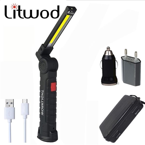 USB rechargeable avec batterie intégrée ensemble multi-fonction lampe de travail pliante COB LED torche de camping lampe de poche lampe magnétique 220601