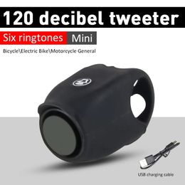 USB rechargeable batterie vélo cloche 120db étanche vélo vélo cloches klaxon électrique mini portable vélo guidon cloche 240202