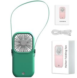 Ventilador de cuello colgante recargable por USB, Mini ventiladores pequeños portátiles plegables, ventilador de bolsillo de escritorio para acampar, ventilador enfriador de aire portátil de verano