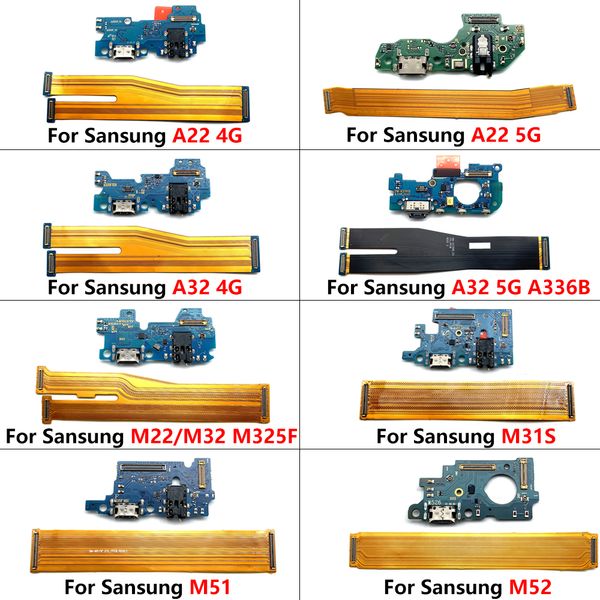 Carte de connecteur de port de charge de réparation USB + Câble flexible de la carte mère principale pour Samsung A22 A32 4G A33 5G M22 M31S M32 M325F M51 M52