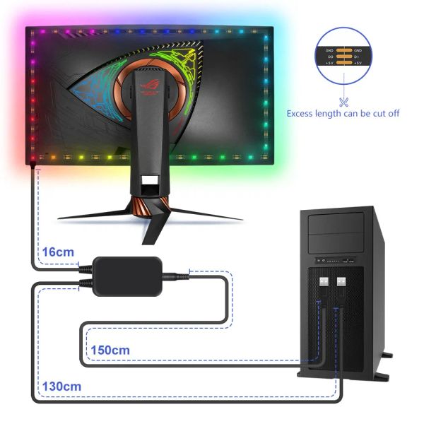 USB Smart Ambient LED PC Backlight Gaming Computer Monitor Sync Écran Couleur de l'écran pour Windows