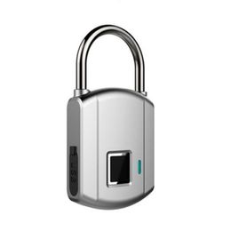 Serrure d'empreintes digitales intelligente USB Cadenas antivol Porte sans clé Serrure à bagages - Noir