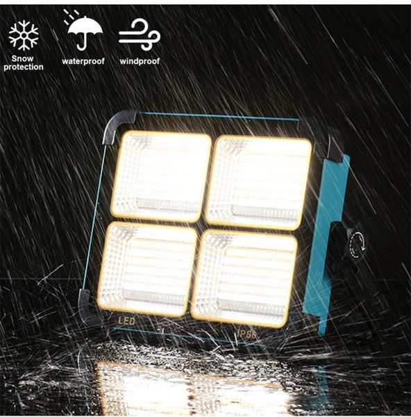 Luces de calle solares USB Luz de inundación LED 4 modos Energía solar Batería recargable Reflector impermeable al aire libre Proyector Lámpara de trabajo para acampar