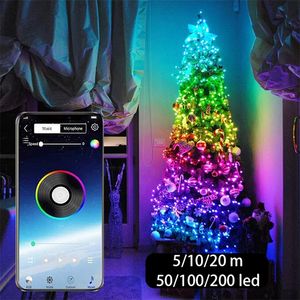 USB String Light Bluetooth App Control String Lights Lamp Waterdichte Outdoor Led Fairy Lights for Christmas Tree Decoration 201203