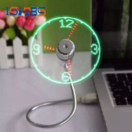  USB Time Fan Gadget Mini Flexible LED Light USB Fan Time Clock Reloj de escritorio Cool Gadget Time Display Alta calidad