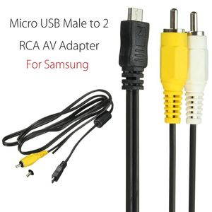 USB tot 2 RCA Mannelijke AV-adapter Audio Videokabel Cord 140cm voor Samsung Android-telefoon