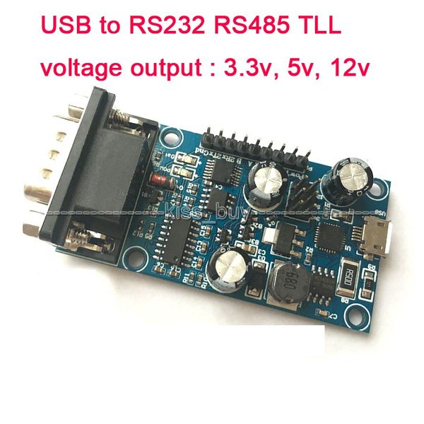 Livraison gratuite USB vers RS232 RS485 232 485 TLL signal de sortie du port série 3.3v, 5v, 12v carte de débogage du microcontrôleur CP2102