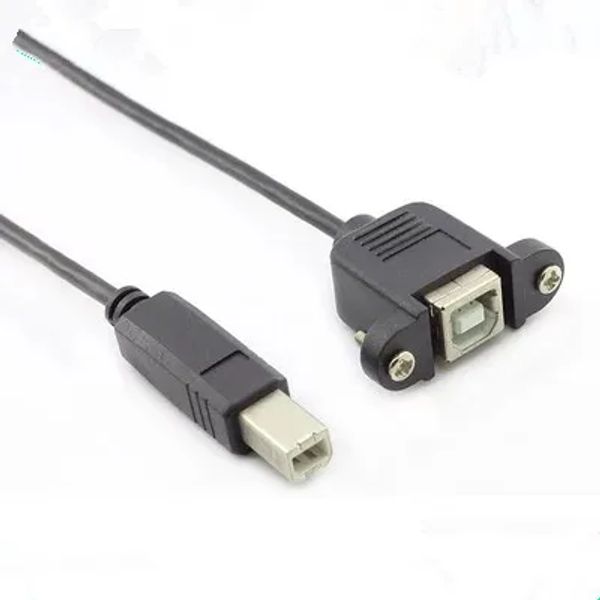 Cable de extensión de datos para puerto de impresora USB tipo B, macho a hembra, montaje en panel con tornillos, cable negro de 1,5 M