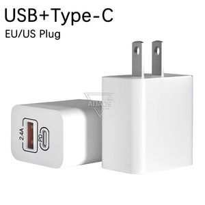 USB+Type-C 12W Portable EU/US Wall Adapter 2.4A USB-oplaadlader voor smartphones