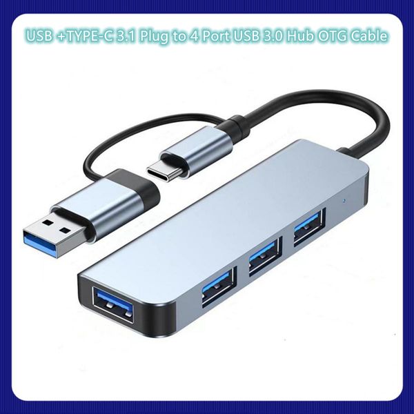 Câble USB TYPE-C 3.1 vers 4 ports USB 3.0, connecteur Hub OTG pour PC, ordinateur portable, téléphone, disque dur portable, souris, clavier, imprimante