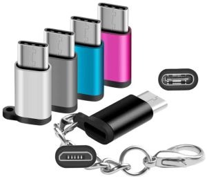 Adaptateurs USB Type C Connecteur de conversion USB-C mâle vers micro USB femelle avec chargeur de synchronisation porte-clés pour Samsung S9 S8 Macbook