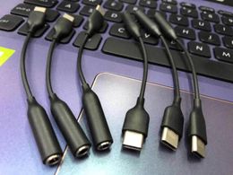 USB Type C Audio Short Cable Adapter Black Type C tot 3.5mm Audio voor Samsung Note 10 Geen Retail Box-pakket