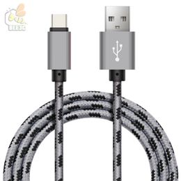 USB Type C-kabel 2A voor Xiaomi Samsung S8 Opmerking 8 2A Fast Charging Type-C Metalen Nylon Braid Charger AL POR MAYON 1M / 2M / 3M 300PCS / LOT