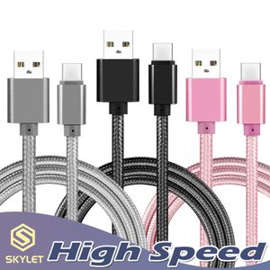 Cables USB de alta velocidad Tipo C a C Adaptador de carga Sincronización de datos Línea de teléfono de metal 0.48 mm Espesor Cargador trenzado fuerte