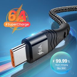 Cable de carga rápida USB tipo C 6A 66W para Huawei Honor 5A Cable cargador USB C de carga rápida Cable de datos para Xiaomi Samsung