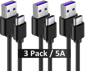 Cable de carga rápida Tipo C USB 3 PACK 5A 5A Código de carga rápida segura Cable USB C para Samsung Galaxy Nota 20 10 9 8 8 S8 S9 S10 109511401