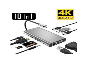USB Type C Hub Docking Stations Typec to HDTV 4K VGA Adapter RJ45 LAN Ethernet SD TF USBC 30 Typec 35mm Jack Audio Video voor M4089411