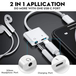 USB Type C tot 3.5mm Hoofdtelefoon AUX-adapter voor Huawei P40 5G XiaOMI MI 8 9PRO SAMSUNG OPMERKING 20 S21 USB-C Opladen Jack Audio Converter