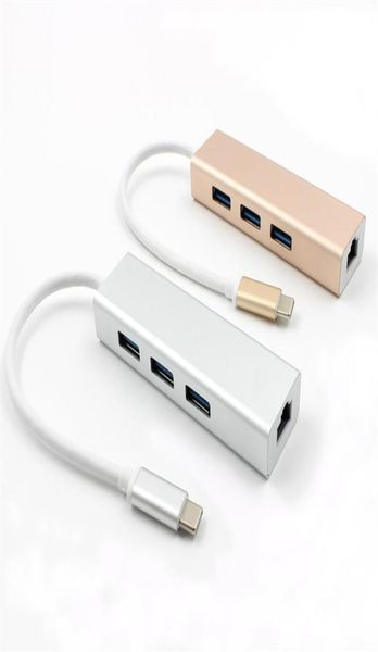 USB Type C à RJ45 Gigabit NTEWOKR Adaptateur Câble Typec à USB 30 avec 3 X Hub Aluminium ALLIAGE EXTERNAL 30 NETWOKE CARD274K1131979