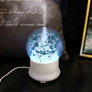 Humidificateur d'air à ultrasons USB veilleuse colorée huile essentielle diffuseur d'arôme lampe forme de boule ronde avec paysage intérieur