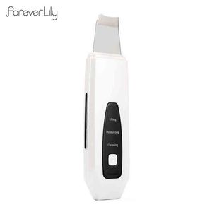 USB Ultrasónico Ion Skin Scrubber Cara profunda Máquina de limpieza de poros Ultrasonido Peeling facial Dispositivo exfoliante Eliminar puntos negros 220514