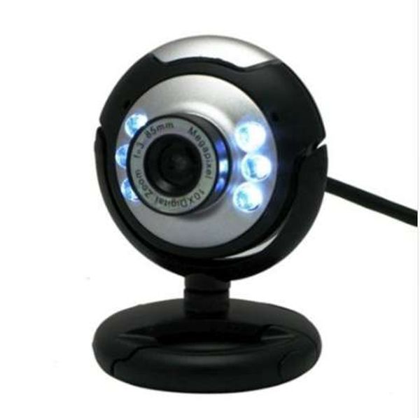 Webcam USB haute définition 12.0 MP 6 LED veilleuse Web caméra micro intégré Clip Cam pour PC de bureau ordinateur portable ordinateur portable