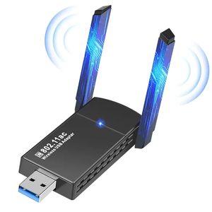 Adaptateur WiFi USB 1300 Mbps 5 dBi double bande UBS3.0/5 GHz adaptateur WiFi pour PC, clé WiFi 802.11AC pour WIN7 8 10 11 XP MAC Linux, adaptateurs réseau USB pour ordinateur