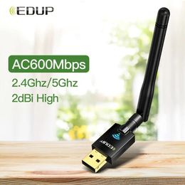 Adaptateur USB Wifi, EDUP AC600M USB Wi-Fi Dongle 802.11ac Adaptateur réseau sans fil avec antenne double bande 2,4 GHz/5 GHz à gain élevé pour ordinateur portable de bureau
