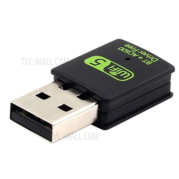 Adaptador Bluetooth WiFi USB 600Mbps 2,4/5Ghz receptor Ethernet inalámbrico de doble banda Mini USB WiFi Dongle para PC de escritorio/portátil