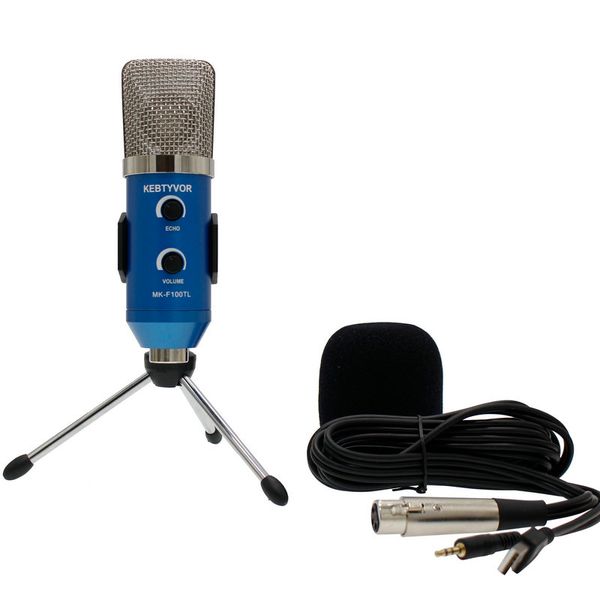 Micrófono de sonido de estudio condensador con cable USB con soporte para cantar, grabación Personal, transmisión en red, chat