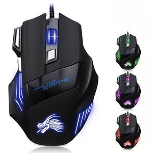 Souris de jeu filaire USB, 5500DPI, réglable, 7 boutons, LED, optique, professionnelle, pour ordinateur PC et portable