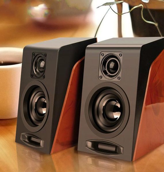 Altavoces combinados de madera con cable USB, altavoces para ordenador, graves, reproductor de música estéreo, caja de sonido Subwoofer para PC y teléfonos 1473473