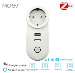 USB Wireless Socket Plug EU ZigBee30 Smart Things app Remote Control Dual Echo Plus spraakbedieningen werken met Alexa Google Home1223795