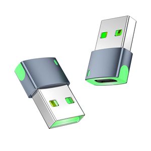 Connecteur de charge de données OTG USB2.0 A mâle vers type-c femelle, adaptateur métallique avec voyant lumineux, convertisseur de Type C pour connecteur de données et de charge