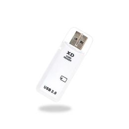 Lector de tarjetas de alta velocidad USB2.0, lector de tarjetas de puerto monocopular de White Ivory XD portátil, compatibilidad fuerte