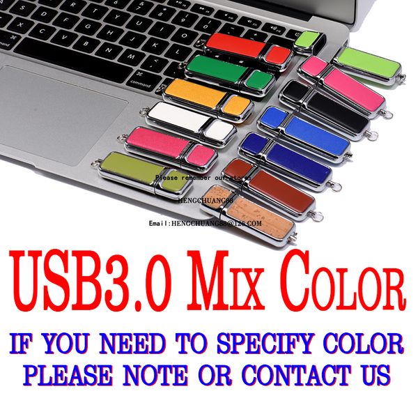 USB3.0 100% Capacité réelle Clé USB en cuir multicolore 4 Go 8 Go 16 Go 32 Go Porte-clés Clé USB 64 Go Clé USB Clé USB 128 g