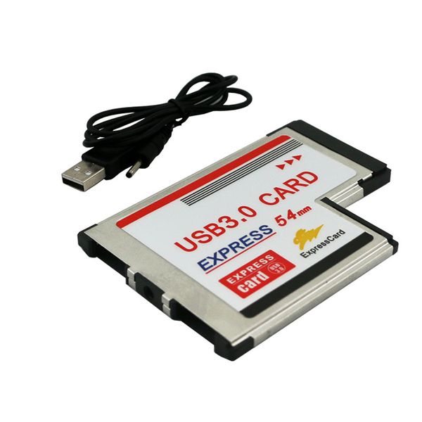 Adaptateur de carte Express USB3.0 vers Expresscard 5Gbps double 2 Ports HUB PCI 54mm Slot ExpressCards pour ordinateur portable