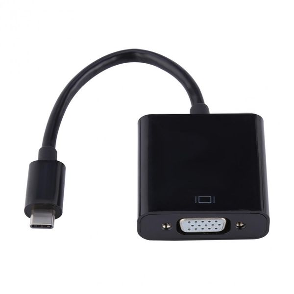 Livraison gratuite Câble adaptateur USB3.1 Type C vers VGA Convertisseur de transfert vidéo USB-C mâle vers VGA femelle 1080P pour Macbook 12 pouces