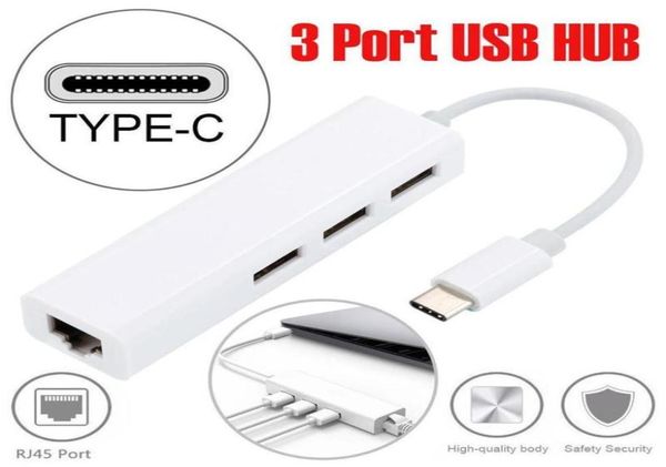 USB31 TypeC a RJ45 Tarjeta de red Ethernet Adaptador Lan 3 puertos USB 31 HUB para Macbook Tablet PC Phone4406912