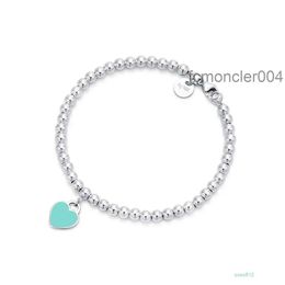 Usbu Charm Moda T Joyería Mujer Hombre Pulsera de cuentas inoxidable Forever Love Esmalte Rosa Azul Corazón Charms Pulsera Pulseras Amantes Regalos Hsyb 37BW