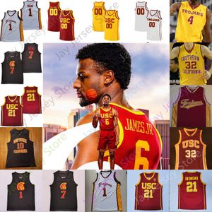 USC Trojans Basketball Jersey NCAA College Isaiah Mobley Nick Young Chevez Goodwin Boogie Ellis Drew Peterson Max Agbonkpolo Ethan Anderson Okongwu Bronny James Jr.