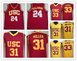 USC Trojans College Brian Scalabrine Jersey Matt Miller Lisa Leslie Maillots de basket-ball Équipe universitaire Couleur rouge Jaune