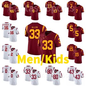 USC Trojans voetbalshirt 33 Marcus Allen 5 Reggie Bush Troy Polamalu OJ Simpson Ronnie Lott rood witte heren College voetbalshirts op maat