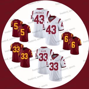 USC Trojans voetbaljersey 43 Troy Polamalu 5 Reggie Bush O.J Simpson Robert Woods Marcus Allen Jerseys American College Football Wear Custom Men Women Kids