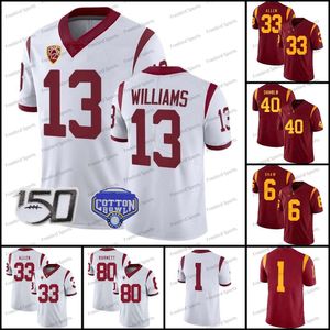 USC Trojans voetbalshirt College Caleb Williams Seau Reggie Bush Troy Polamalu 33 Marcus Allen 32 OJ Simpson rood wit heren kinder klassieke shirts op maat